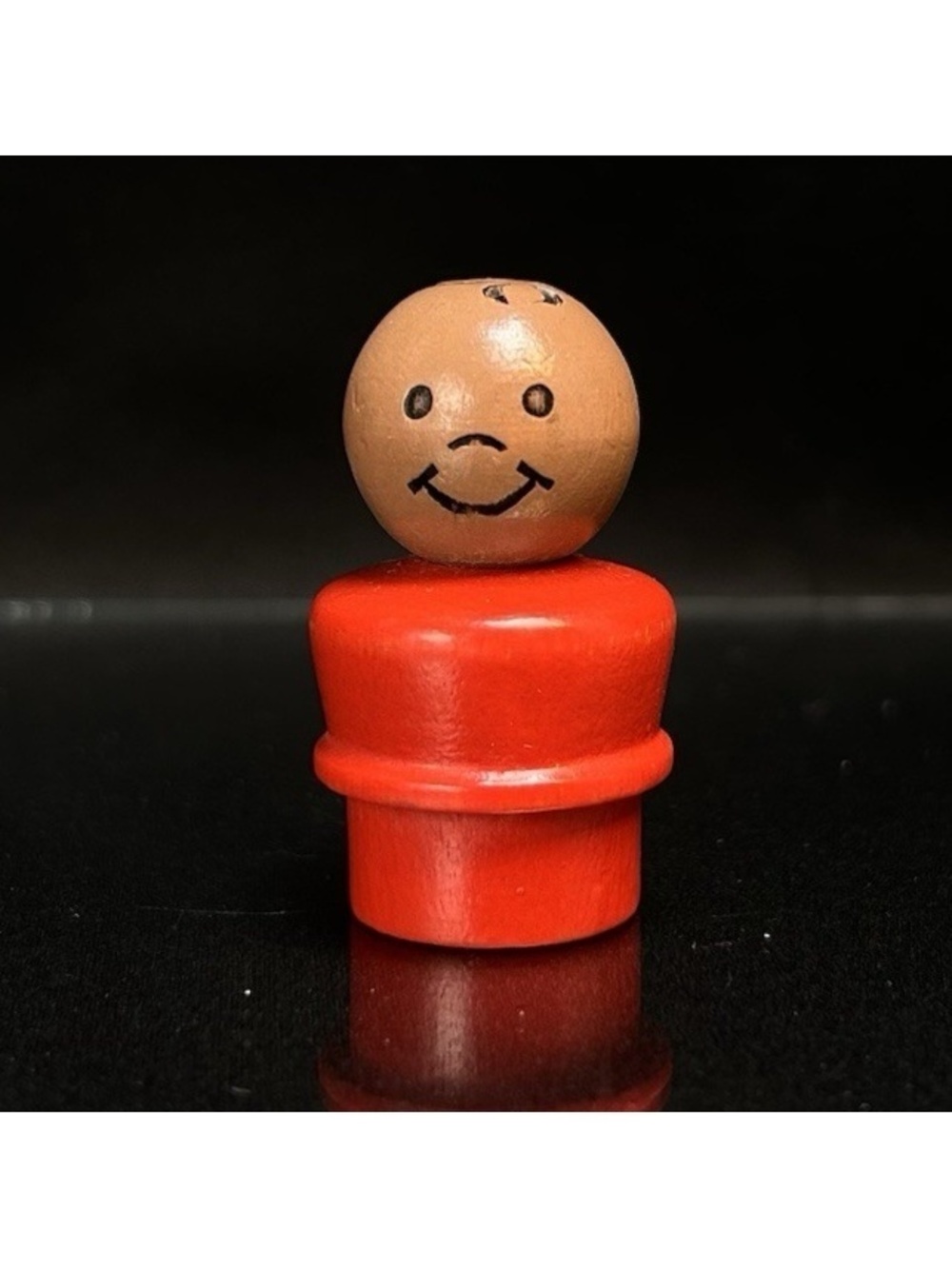 Vintage Fisher Price Wooden Little People African American Boy With Red Body